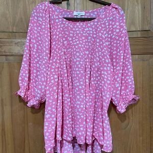 Umgee Bubble Gum Pink top with pleats - size XL